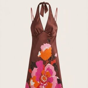 Banana Republic Brown Floral Backless Dress